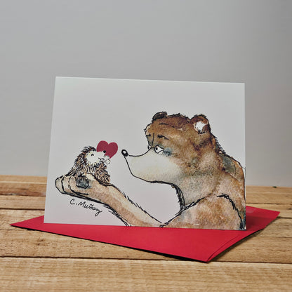 [Hedgehog Bear Surprise Valentines Day] – Woodland Greeting Card