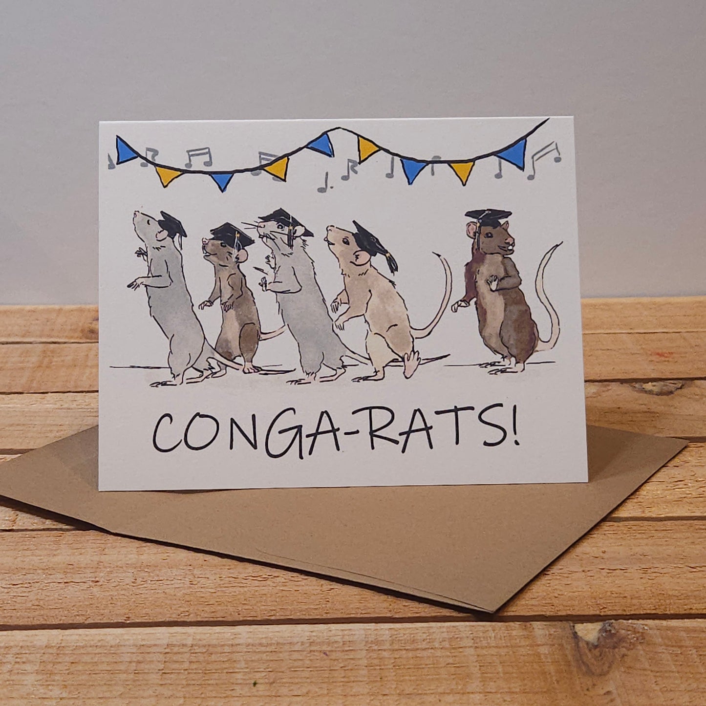 Conga-rats Graduation Greeting Card | 4.25 x 5.5 inches | Kraft Envelope Included