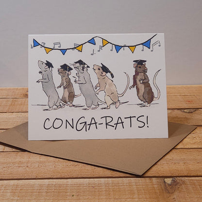 Conga-rats Graduation Greeting Card | 4.25 x 5.5 inches | Kraft Envelope Included
