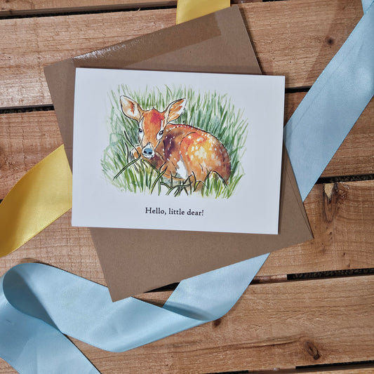 [Hello Little Dear Fawn New Baby] – Woodland Greeting Card