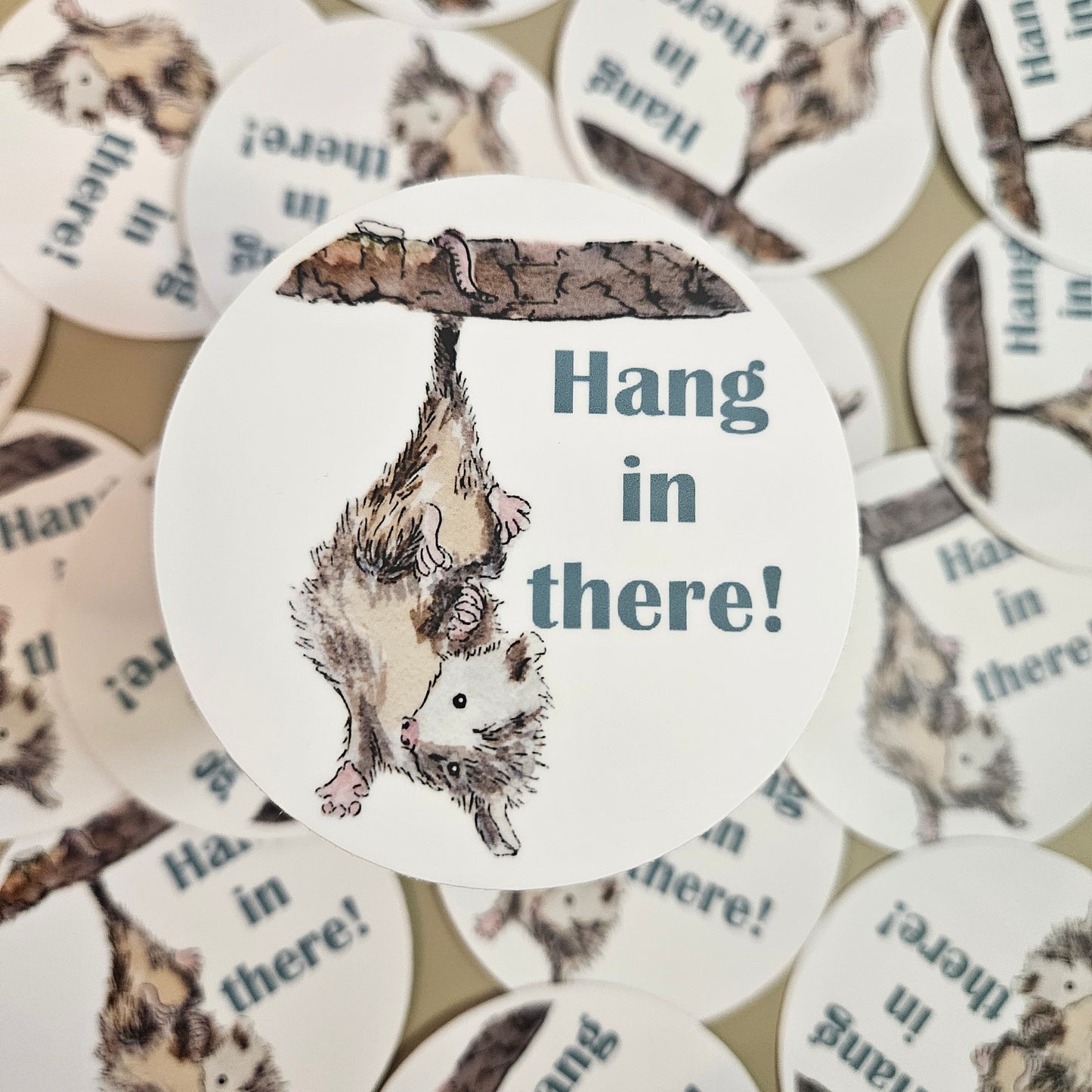 Hang In There Possum Sticker – 3x3 Inch Waterproof Vinyl Decal