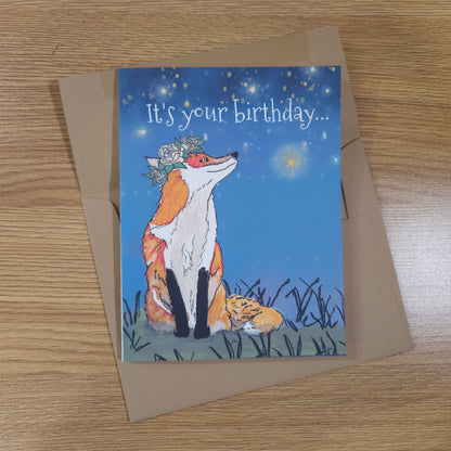 Make a Wish Fox Birthday Card