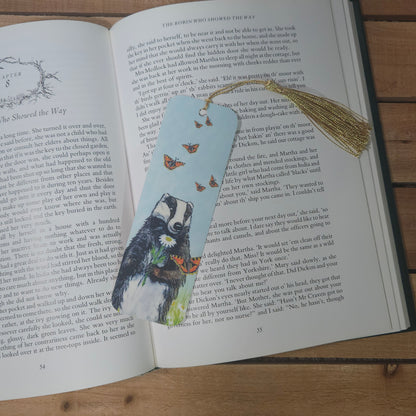Badger and Butterflies Bookmark
