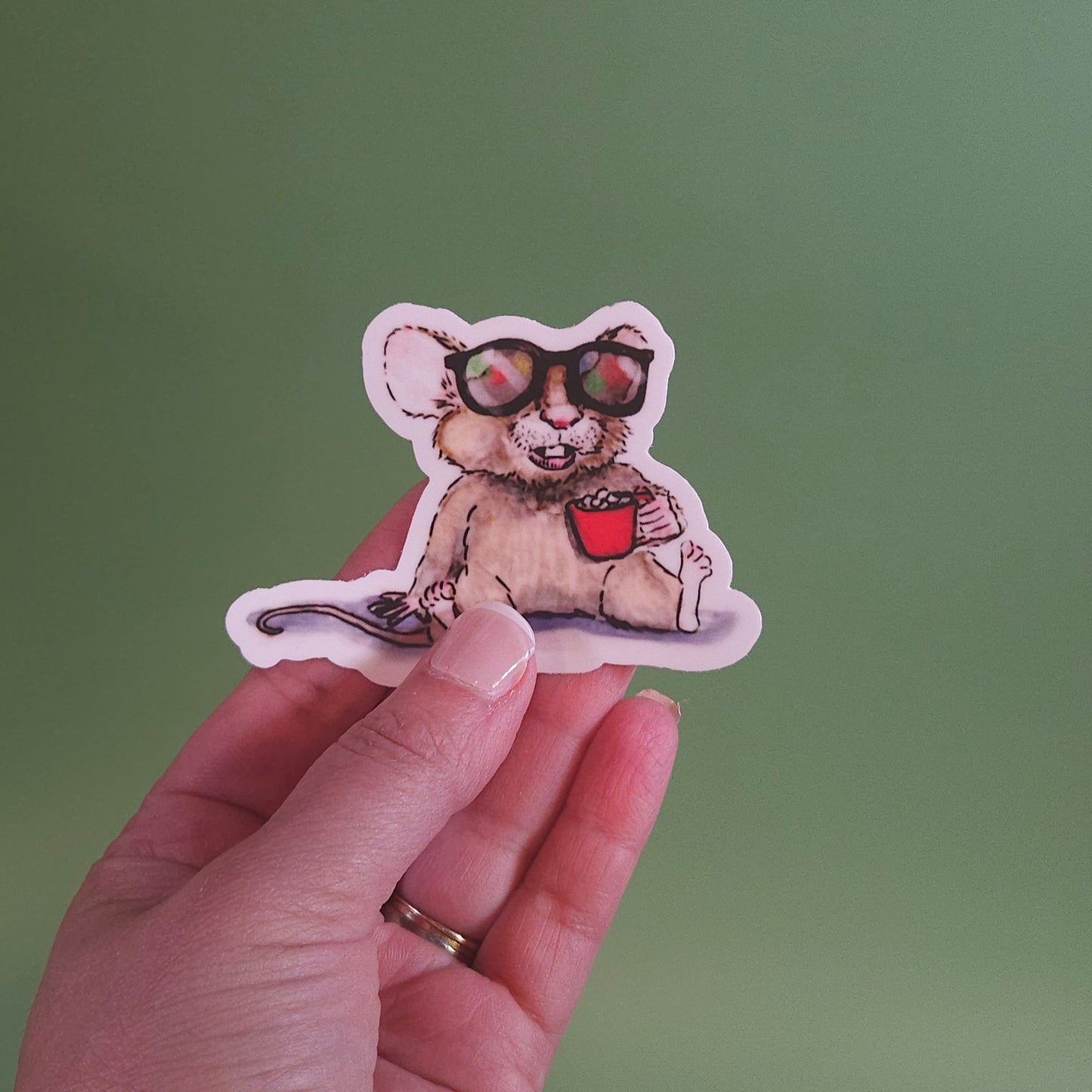Mouse with Cocoa Sticker – 3x3 Inch Waterproof Vinyl Decal