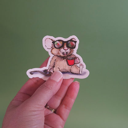 Mouse with Cocoa Sticker – 3x3 Inch Waterproof Vinyl Decal