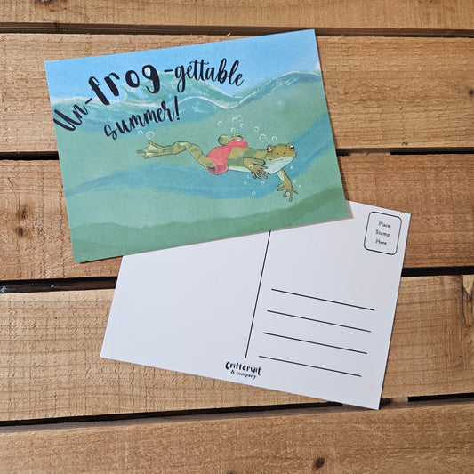 Un-frog-ettable Summer Swimming Frog Postcard