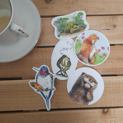 Mama and Baby Fox Sticker - waterproof vinyl | 3x3 inches | Critterwit