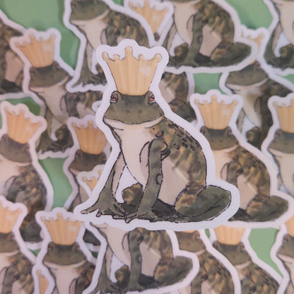 Frog Prince Transparent Sticker - 3x3” waterproof vinyl decal