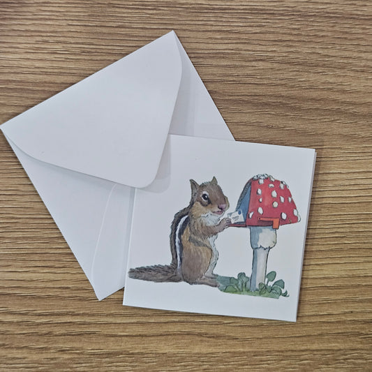 Chipmunk Mailbox Mini Enclosure Card | 3x3 Gift Tag