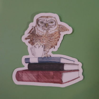 Prefer Coffee Owl Sticker – 3x3 Inch Waterproof Vinyl Decal