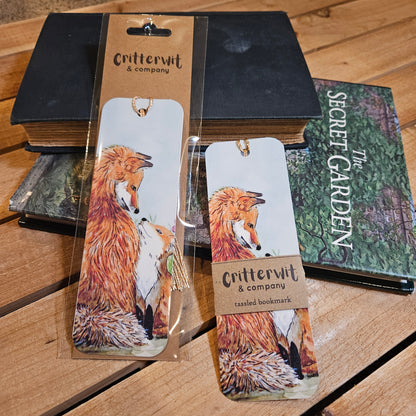 Mama Fox & Baby Fox Bookmark | 2x6 Laminated Woodland Bookmark