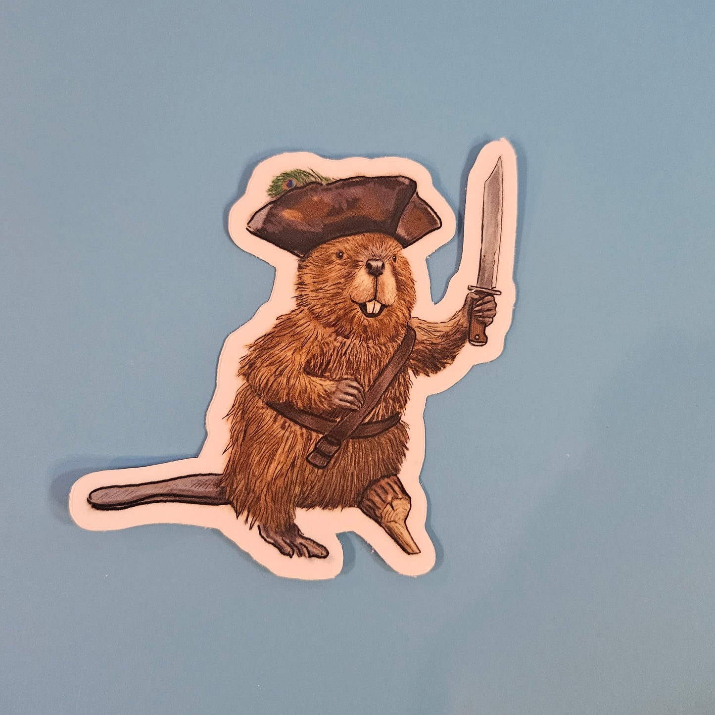 Captain Irontooth Pirate Beaver Sticker - 3x3” waterproof vinyl decal