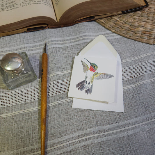 Hummer Mini Greeting Card – whimsical woodland animal gift, perfect for holidays and everyday use.