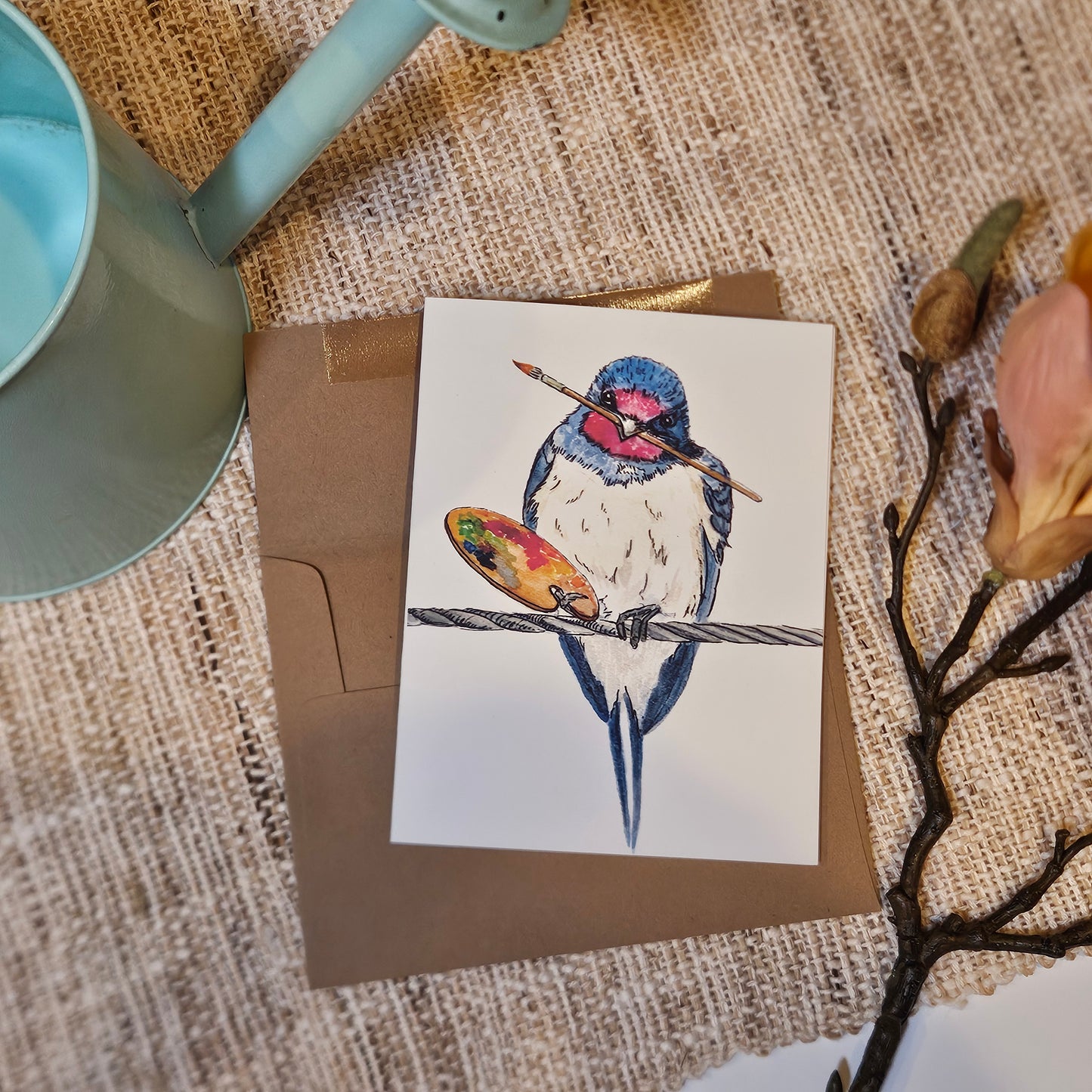 Artistic Barn Swallow Everyday Greeting Card - Whimsical Woodland | Blank Inside | A2 size | Envelope Included