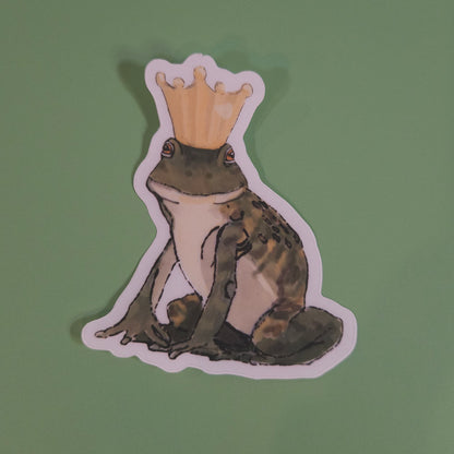 Frog Prince Transparent Sticker - 3x3” waterproof vinyl decal