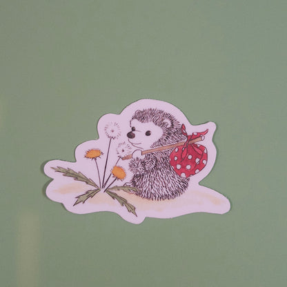 Dandelion Hedgehog Sticker - 3x3 Inch Waterproof Vinyl Decal