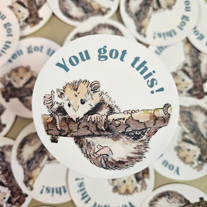 You Got This Possum Sticker – 3x3 Inch Waterproof Vinyl Decal