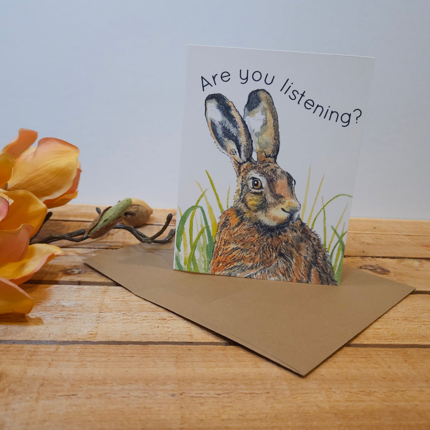 Are You Listening? Rabbit Greeting Card - Whimsical Woodland