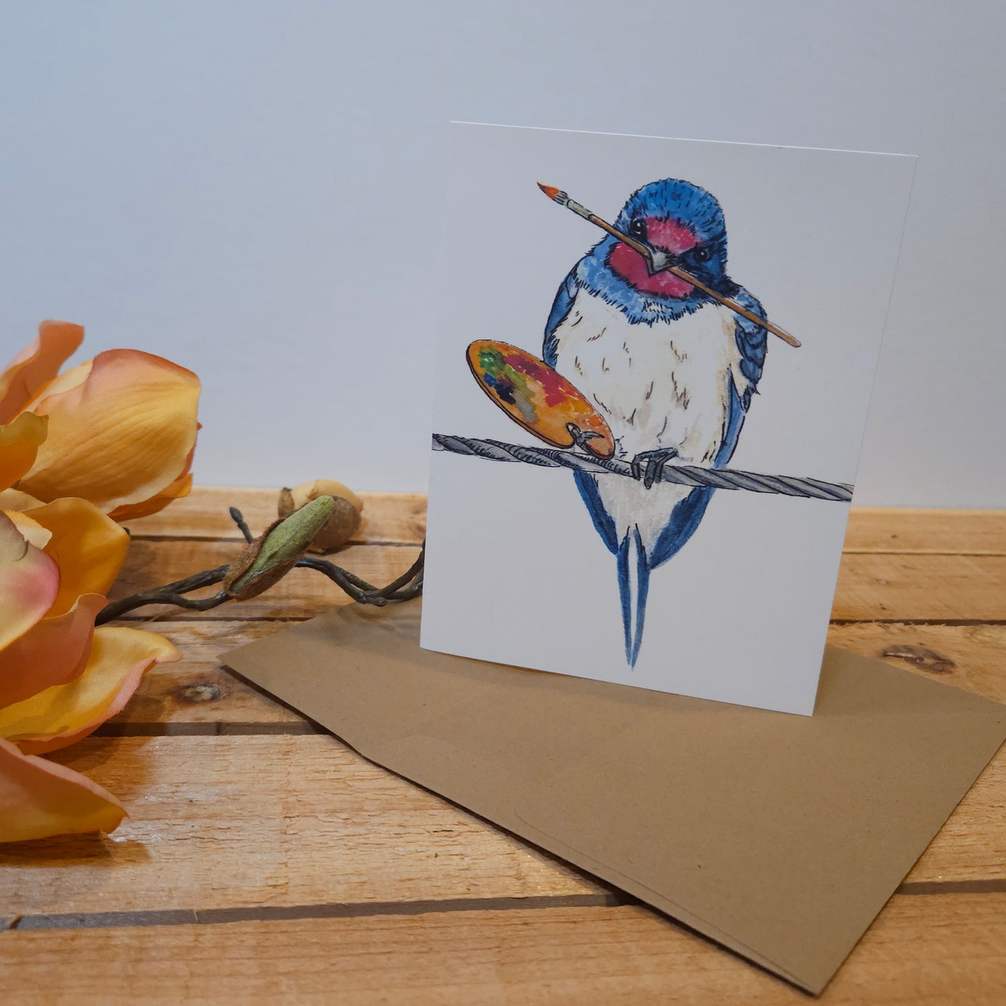 Artistic Barn Swallow Everyday Greeting Card - Whimsical Woodland | Blank Inside | A2 size | Envelope Included