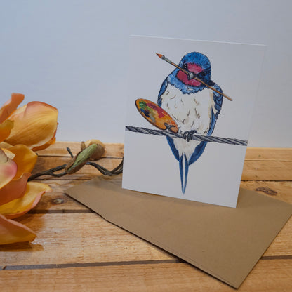Artistic Barn Swallow Everyday Greeting Card - Whimsical Woodland | Blank Inside | A2 size | Envelope Included