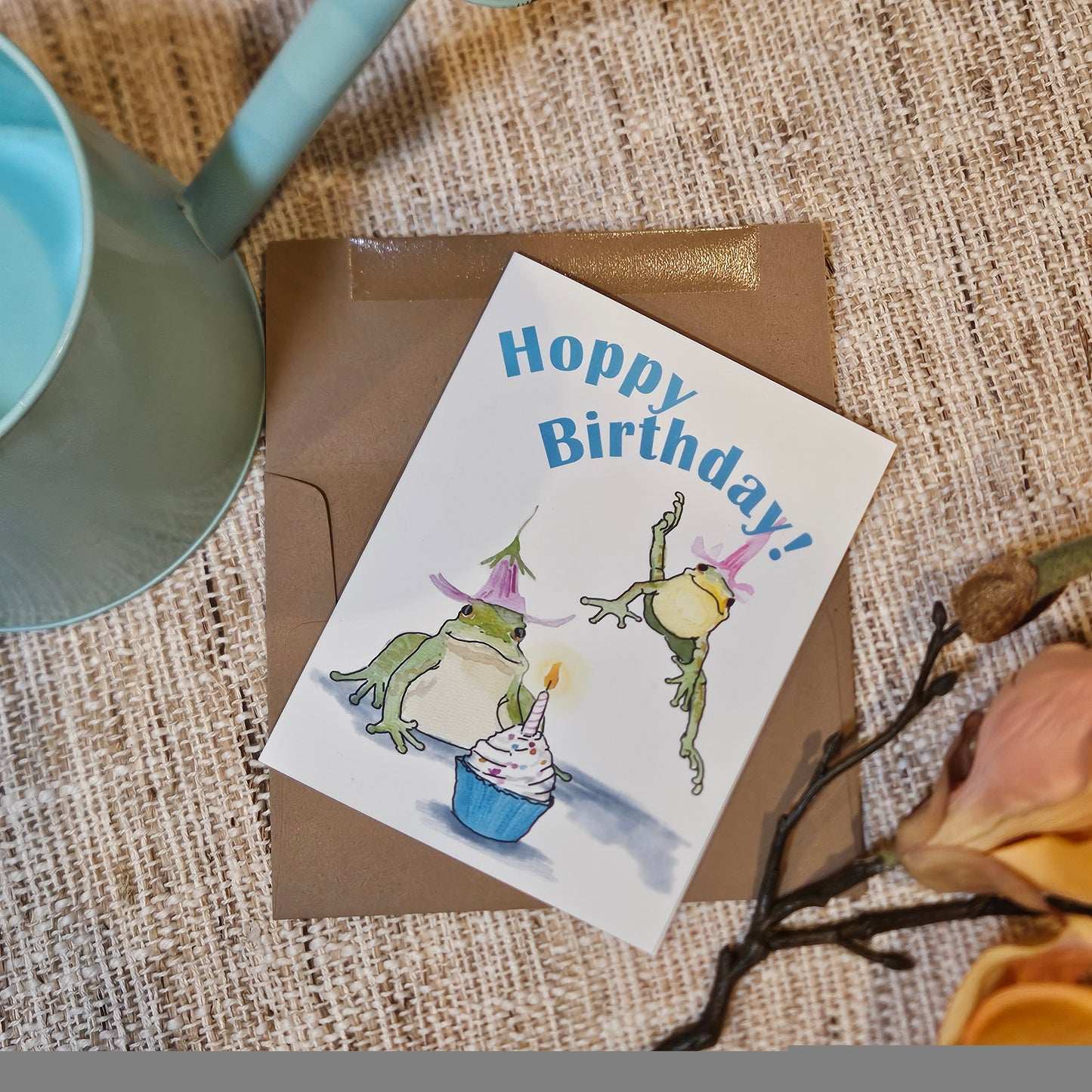 Hoppy Birthday Frogs – Woodland Greeting Card