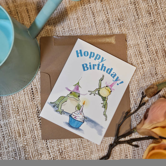 [Hoppy Birthday Frogs] – Woodland Greeting Card