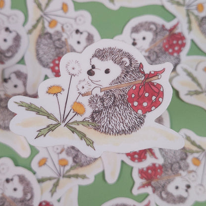 Dandelion Hedgehog Sticker - 3x3 Inch Waterproof Vinyl Decal