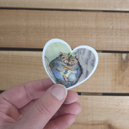 Squirrel love heart sticker