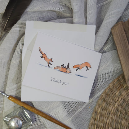 Frolicking Fox Thank You Greeting Card