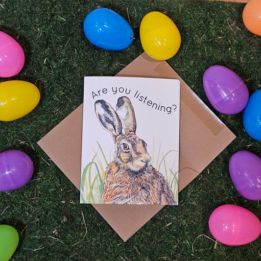 Are You Listening? Rabbit Greeting Card - Whimsical Woodland