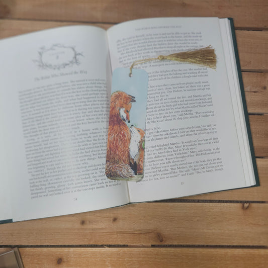 Mama Fox & Baby Fox Bookmark | 2x6 Laminated Woodland Bookmark