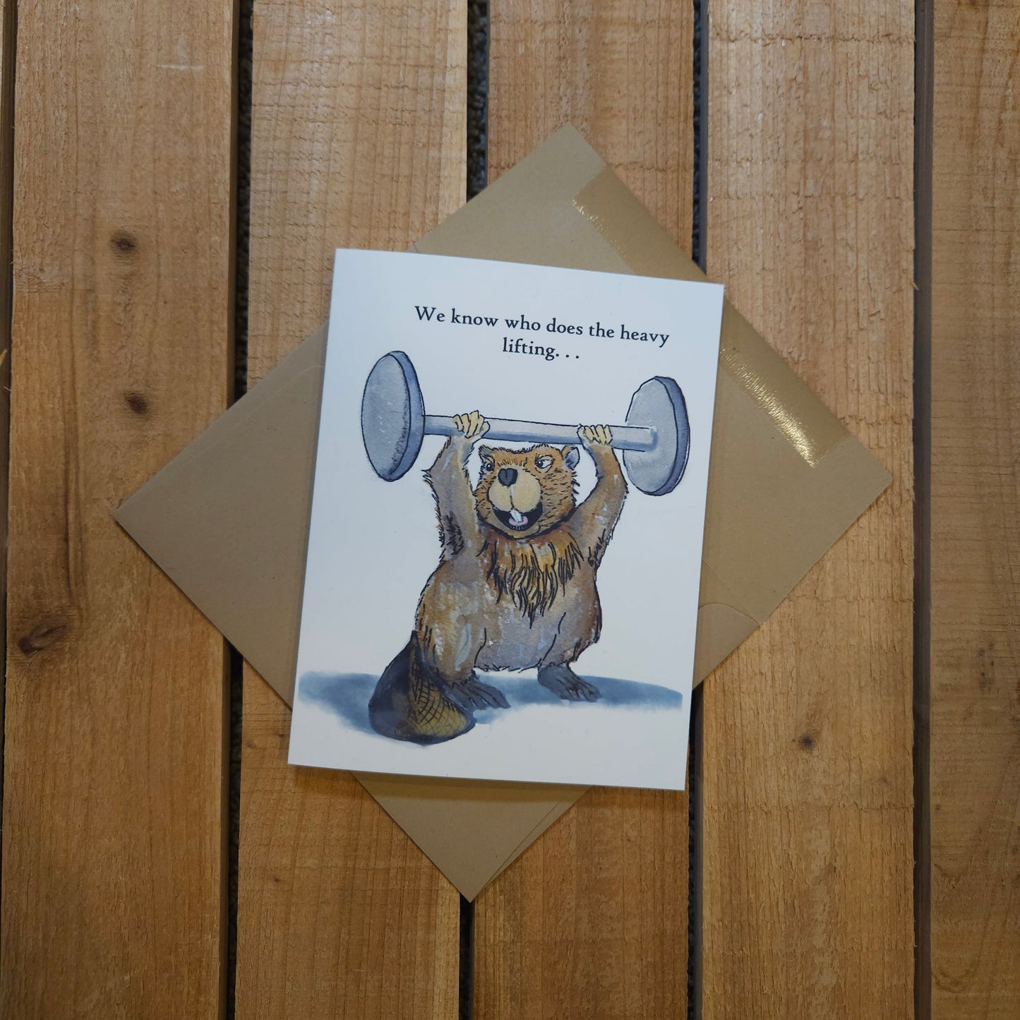 Heavy Lifting Beaver Father's Day Card