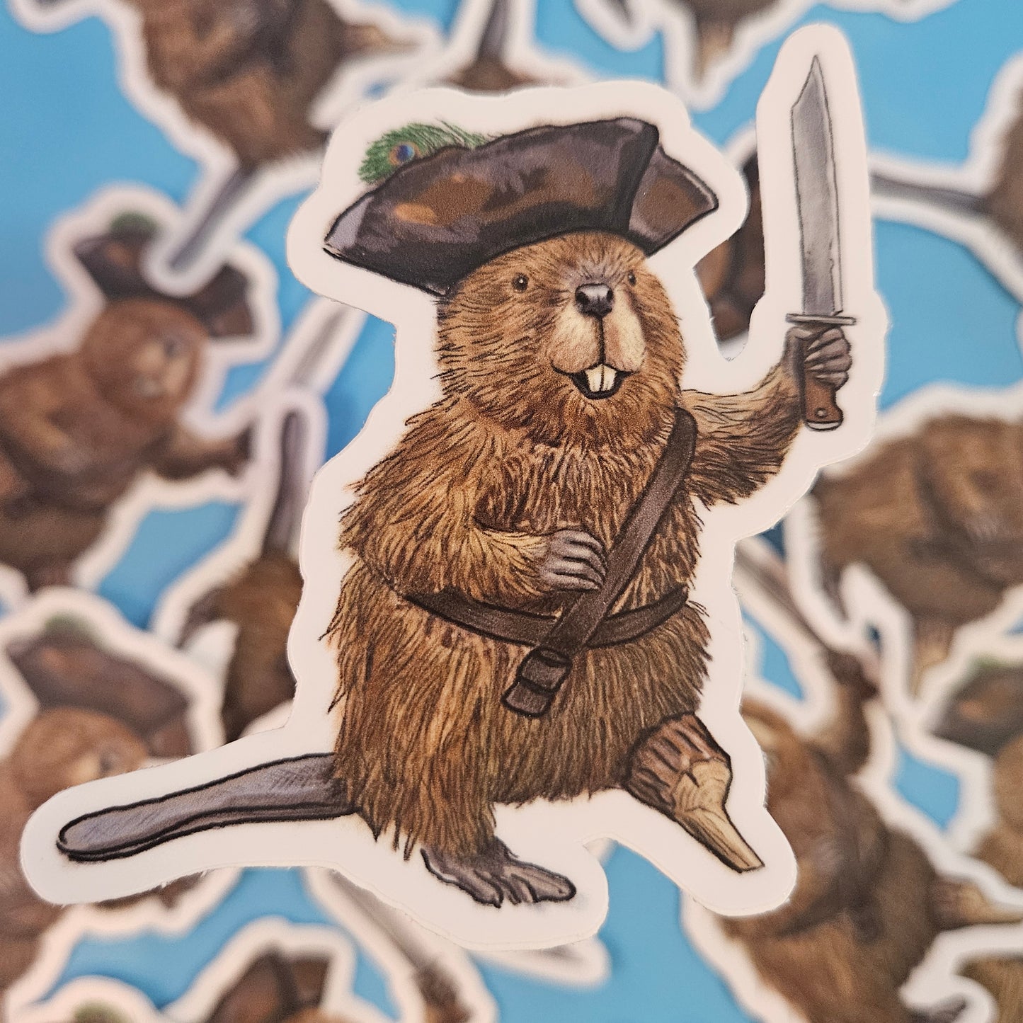 Captain Irontooth Pirate Beaver Sticker - 3x3” waterproof vinyl decal