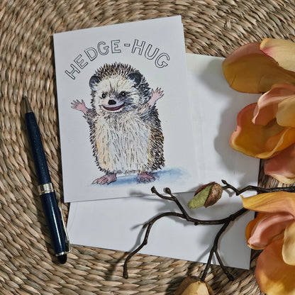 Hedge-hug Greeting Card – whimsical woodland animal gift, perfect for holidays and everyday use.