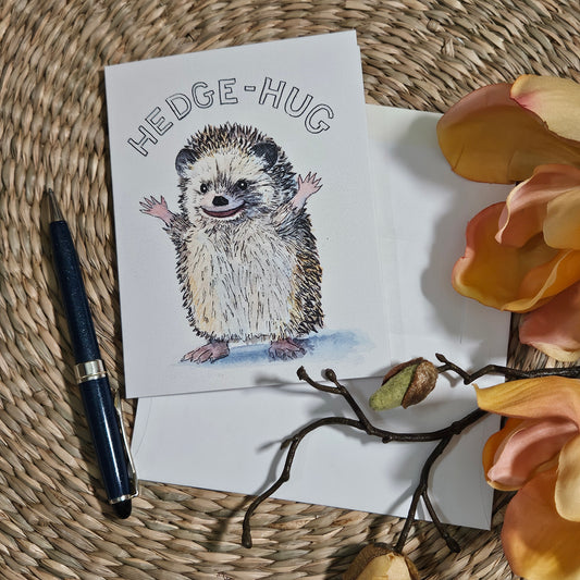 Hedge-hug Greeting Card – whimsical woodland animal gift, perfect for holidays and everyday use.