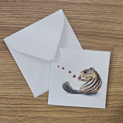 Chipmunk Kisses Mini Enclosure Card | 3x3 Gift Tag