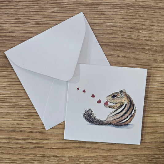 Chipmunk Kisses Mini Enclosure Card | 3x3 Gift Tag