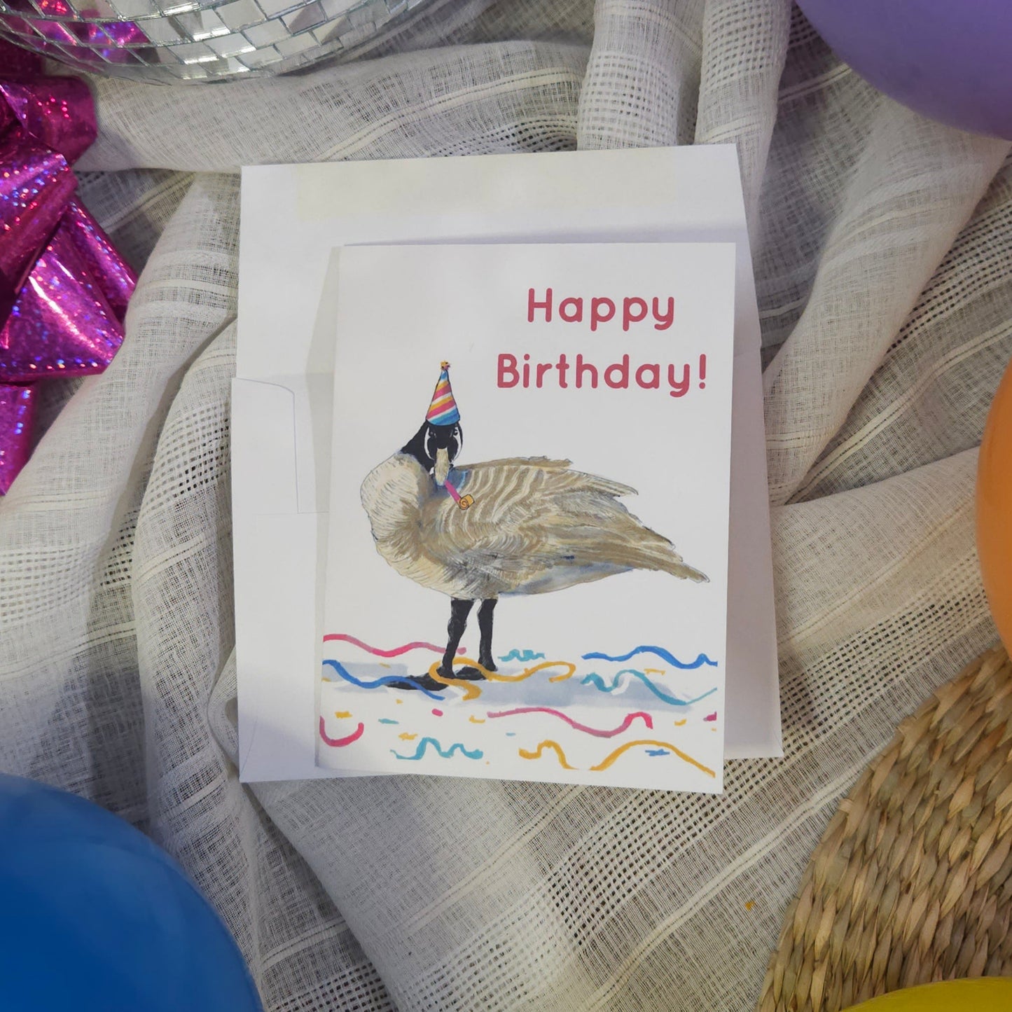 Honkin’ Good Birthday Goose Greeting Card – Whimsical Woodland Fun