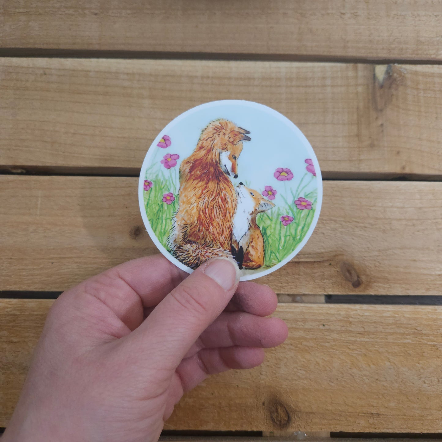 Mama and Baby Fox Sticker - waterproof vinyl | 3x3 inches | Critterwit