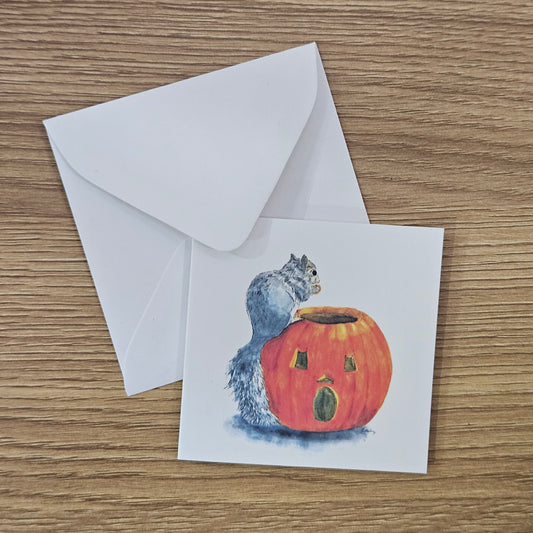 Squirrel and Pumpkin Mini Enclosure Card