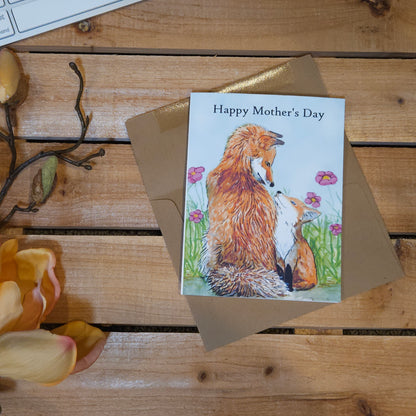 [Mom and Baby Fox Mothers Day] – Woodland Greeting Card