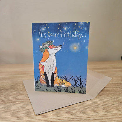 Make a Wish Fox Birthday Card
