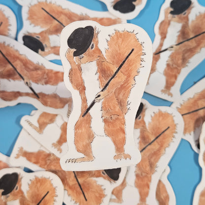 Showtime Squirrel Sticker – 3x3 Inch Waterproof Vinyl Decal