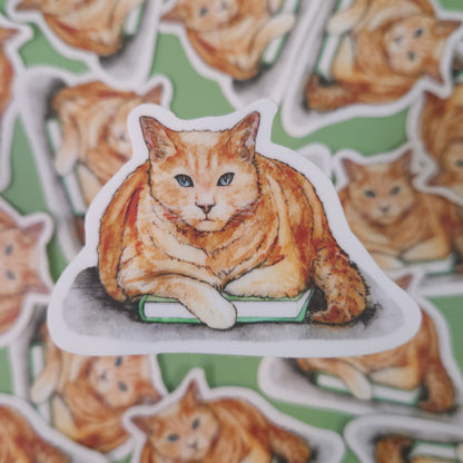 My Book Cat sticker - 3x3” waterproof vinyl decal