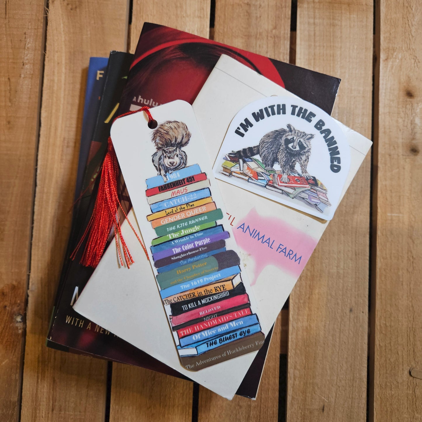 Raccoon Banned Books Sticker - 3x3” waterproof vinyl decal