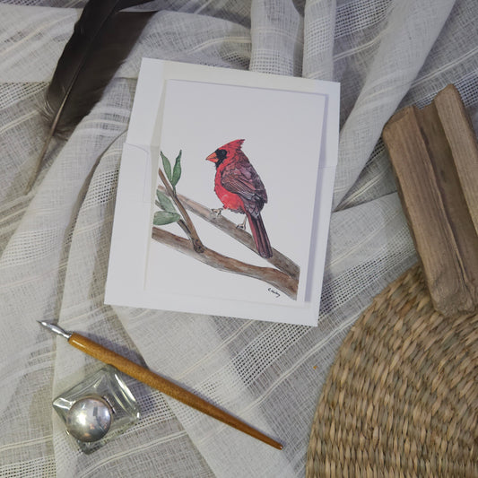 Cardinal Greeting Card – whimsical woodland animal gift, perfect for holidays and everyday use.