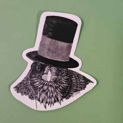 Raven in Top Hat Sticker – 3x3 Inch Waterproof Vinyl Decal