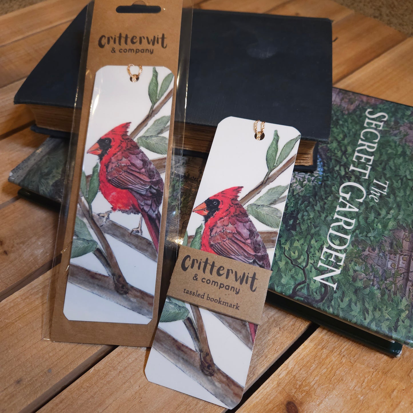 Red Cardinal Woodland Bookmark — 2x6 Inches, Laminated for Durability, Tassel Included, Biodegradable Packaging