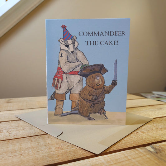 Commander the Cake woodland pirate birthday card
