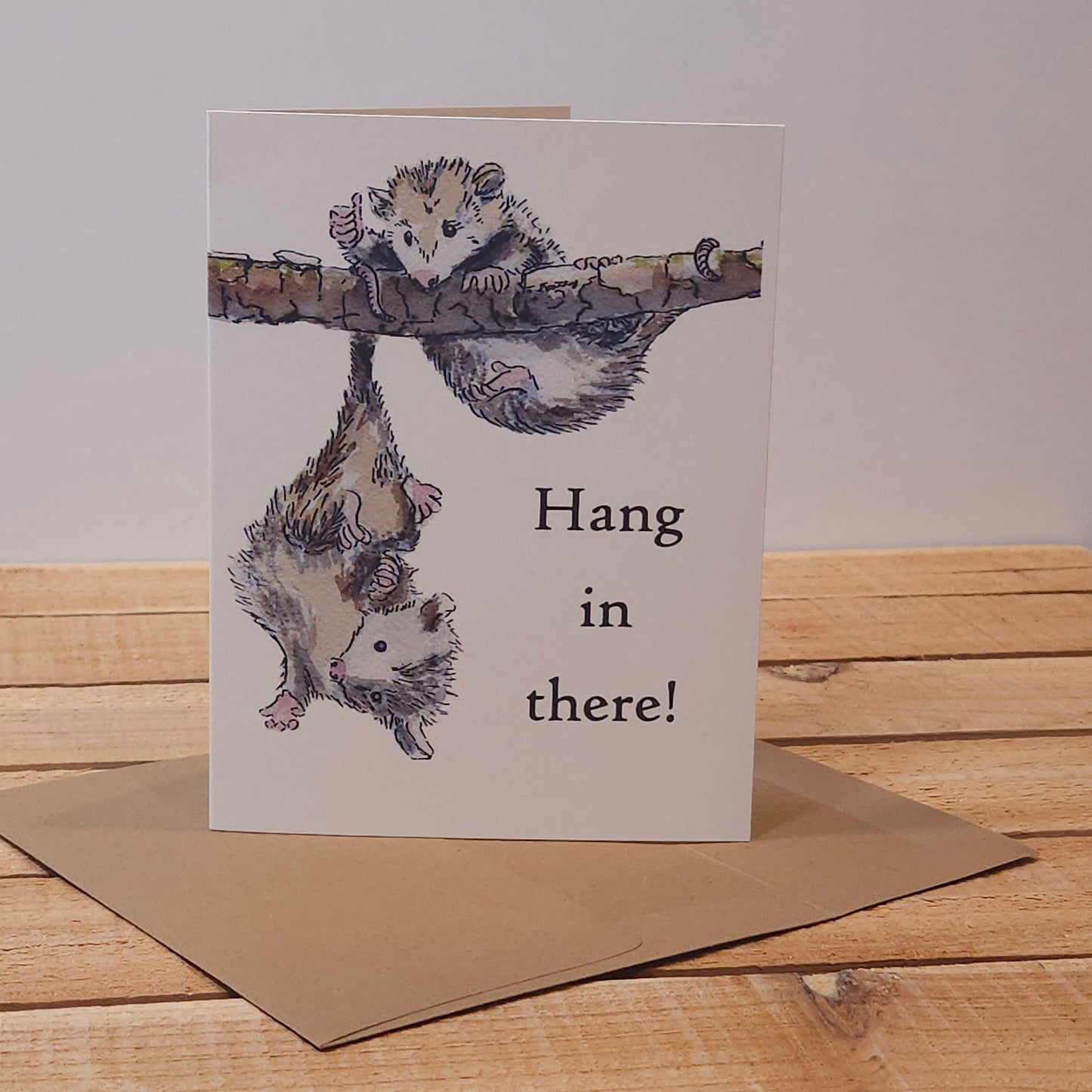 Hang in There Opossum Encouragement Card